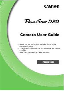 Canon PowerShot D20 manual. Camera Instructions.